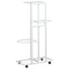 vidaXL Soporte para flores 4 alturas y ruedas hierro blanco 44x23x80cm