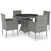 vidaXL Set comedor jardín 5 pzas ratán sintético gris antracita y gris