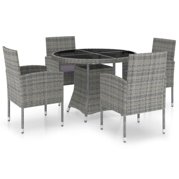 vidaXL Set comedor jardín 5 pzas ratán sintético gris antracita y gris