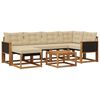 vidaXL Conjunto de sof&aacute;s de exterior con coj&iacute;n 7 pcs Natural y Beige