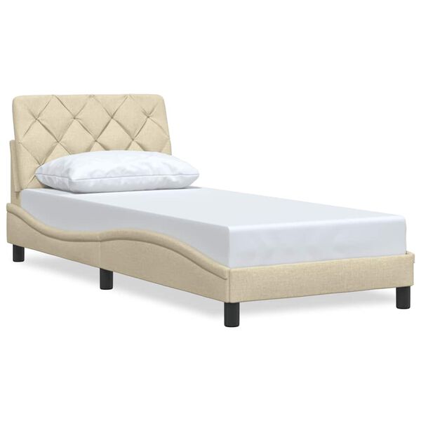 vidaXL Estructura de cama sin colch&oacute;n tela crema 80x200 cm