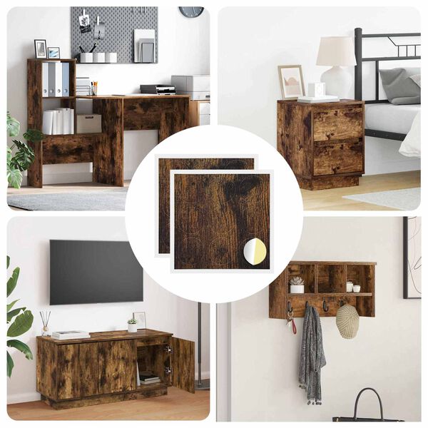 vidaXL Cubierta de Tornillo Autoadhesiva 2 pcs Roble ahumado