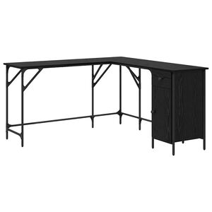 vidaXL Escritorio Roble Negro Madera de ingenier&iacute;a 141 x 141 x 75 cm
