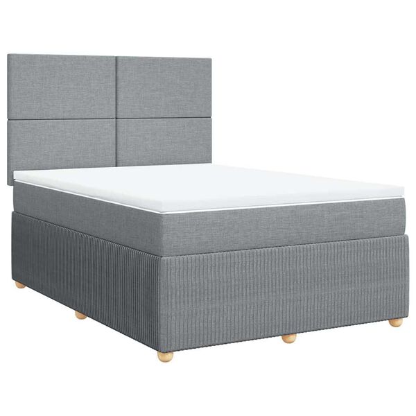vidaXL Cama box spring con colch&oacute;n tela gris claro 160x200 cm