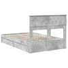 vidaXL Cama con almacenamiento con cabecera Gris Concreto 135 x 190 cm