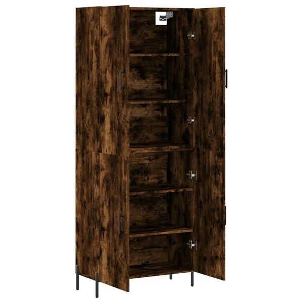 vidaXL Aparador alto madera contrachapada roble ahumado 69,5x34x180 cm