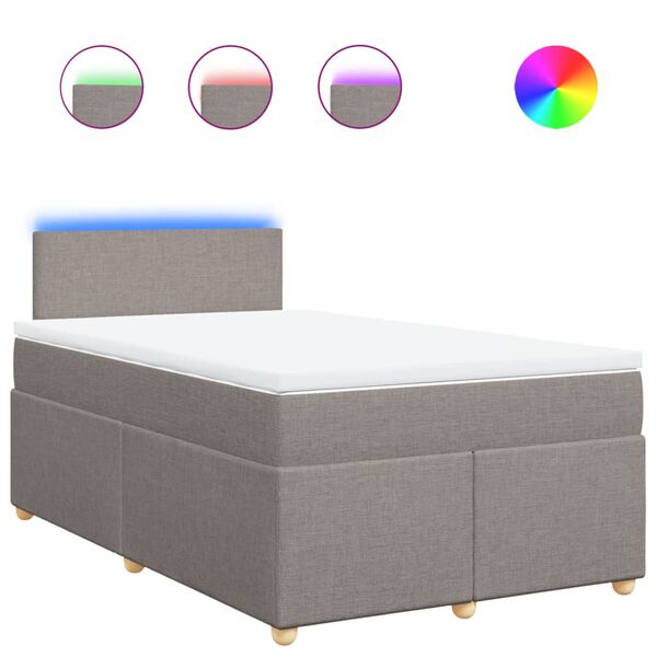 vidaXL Cama box spring con colch&oacute;n tela gris taupe 120x200 cm