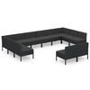 vidaXL Set muebles de jard&iacute;n 12 pzas y cojines rat&aacute;n sint&eacute;tico negro