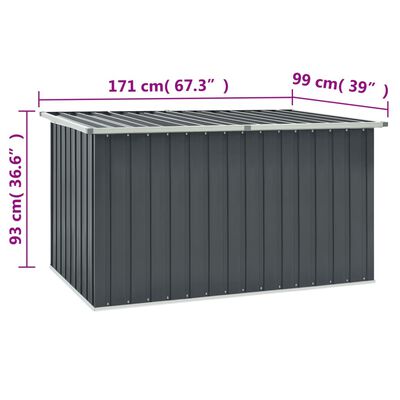 vidaXL Caja de almacenaje para jardín gris 171x99x93 cm