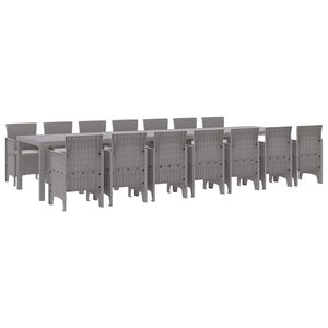 vidaXL Conjunto de comedor de jard&iacute;n con cojines 15 pcs Gris Claro PP