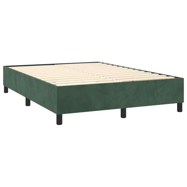 vidaXL Cama box spring con colch&oacute;n terciopelo verde oscuro 140x190 cm