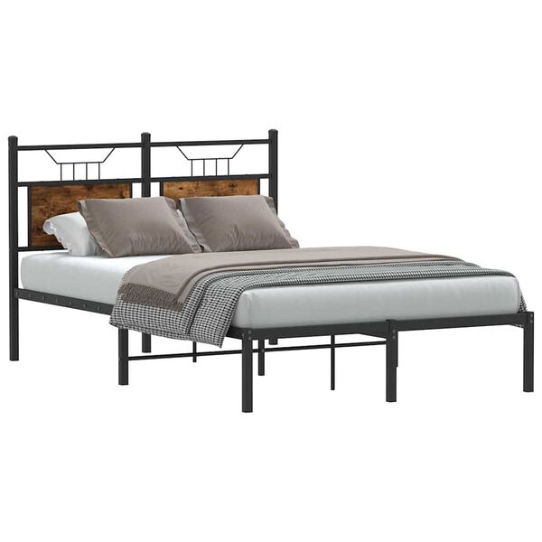 vidaXL Estructura de cama sin colch&oacute;n madera roble ahumado 120x190 cm