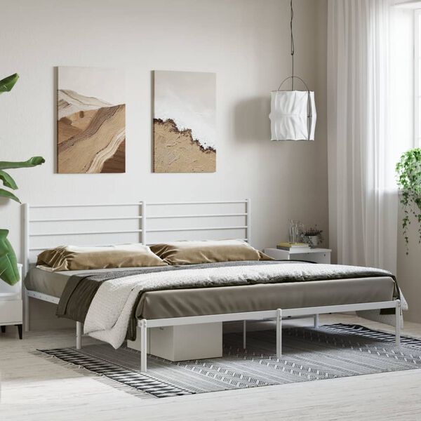 vidaXL Estructura cama sin colch&oacute;n con cabecero metal blanco 200x200cm