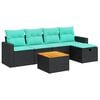 vidaXL Set de sof&aacute;s de jard&iacute;n 6 piezas y cojines rat&aacute;n sint&eacute;tico negro