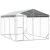 vidaXL Perrera exterior con techo acero galvanizado plata 3x4,5x2,5 m