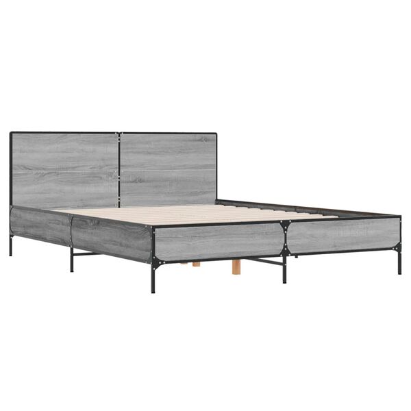 vidaXL Estructura cama madera ingenier&iacute;a metal gris Sonoma 160x200 cm