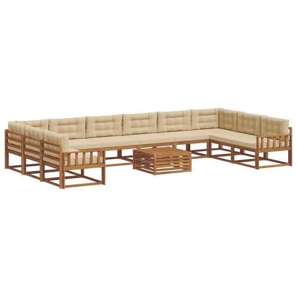 vidaXL Conjunto de sof&aacute;s de exterior con coj&iacute;n 11 pcs Natural y Beige