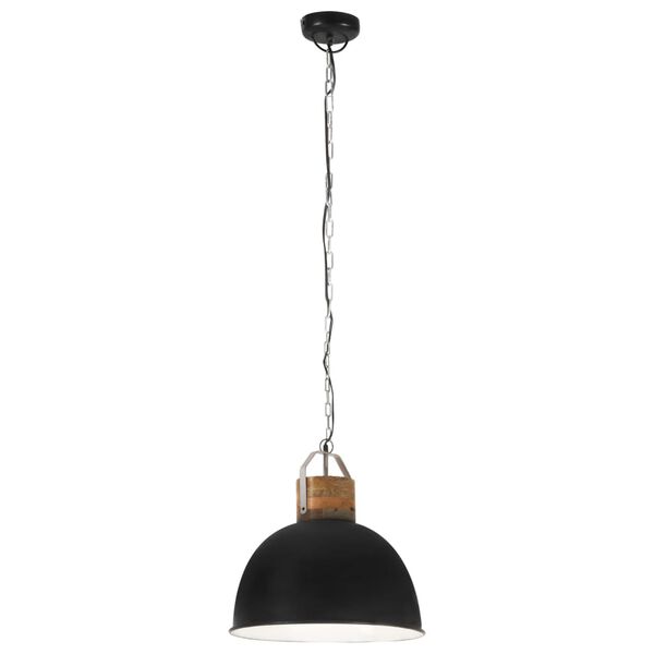 vidaXL L&aacute;mpara colgante industrial redonda mango negra 51 cm E27