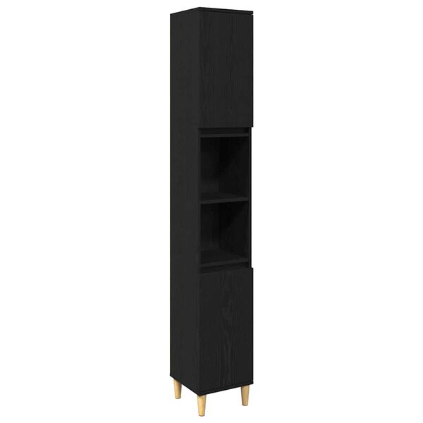 vidaXL Juego de muebles de ba&ntilde;o 3 pcs Negro Madera de ingenier&iacute;a