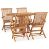 vidaXL Set de comedor de jard&iacute;n plegable 5 pzas madera maciza de teca