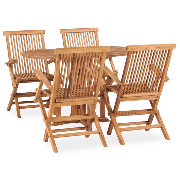 vidaXL Set de comedor de jard&iacute;n plegable 5 pzas madera maciza de teca
