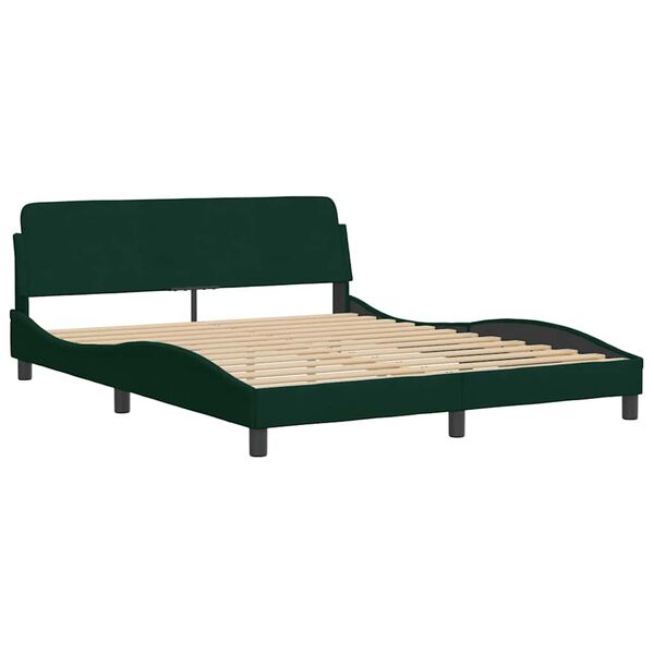 vidaXL Estructura de cama Dover terciopelo verde oscuro 160x200 cm
