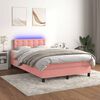 vidaXL Cama box spring con colch&oacute;n y LED terciopelo rosa 120x190 cm