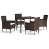 vidaXL Set comedor de jard&iacute;n 5 piezas y cojines rat&aacute;n sint&eacute;tico marr&oacute;n