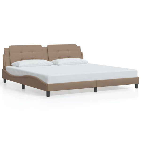 vidaXL Estructura de cama sin colch&oacute;n Zadar cuero sint&eacute;tico capuchino 200x200cm