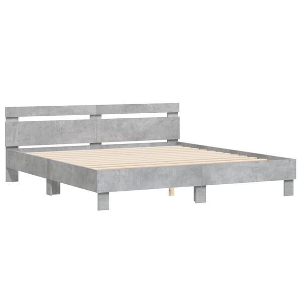 vidaXL Cama con cabecero madera ingenier&iacute;a gris hormig&oacute;n 200x200 cm