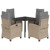 vidaXL Set comedor de jard&iacute;n 5 pzas con cojines rat&aacute;n sint&eacute;tico beige