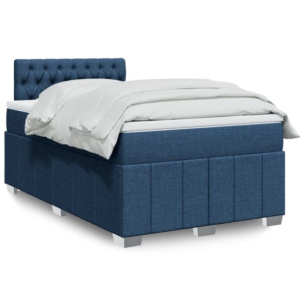 vidaXL Cama box spring con colch&oacute;n tela azul 120x190 cm