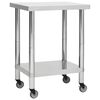 vidaXL Mesa de trabajo para cocina con ruedas acero inox 80x45x85 cm