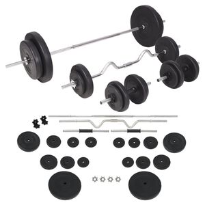 vidaXL Juego de pesas 90 kg barras y mancuernas