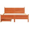 vidaXL Cama sin colch&oacute;n madera maciza pino marr&oacute;n cera 150x200 cm
