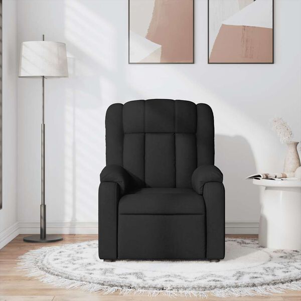 vidaXL Sill&oacute;n reclinable de masaje de tela negro