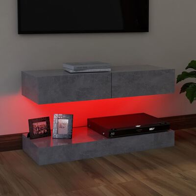 vidaXL Mueble de TV con luces LED gris hormigón 90x35 cm