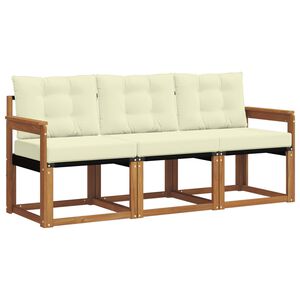 vidaXL Conjunto de sof&aacute;s de exterior 3 uds. Natural y Crema