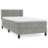 vidaXL Cama box spring con colch&oacute;n terciopelo gris claro 90x190 cm