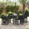 vidaXL Conjunto de Comedor de Jard&iacute;n 5 pcs Negro rat&aacute;n sint&eacute;tico