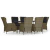 vidaXL Juego de comedor de jard&iacute;n 7 piezas rat&aacute;n sint&eacute;tico marr&oacute;n