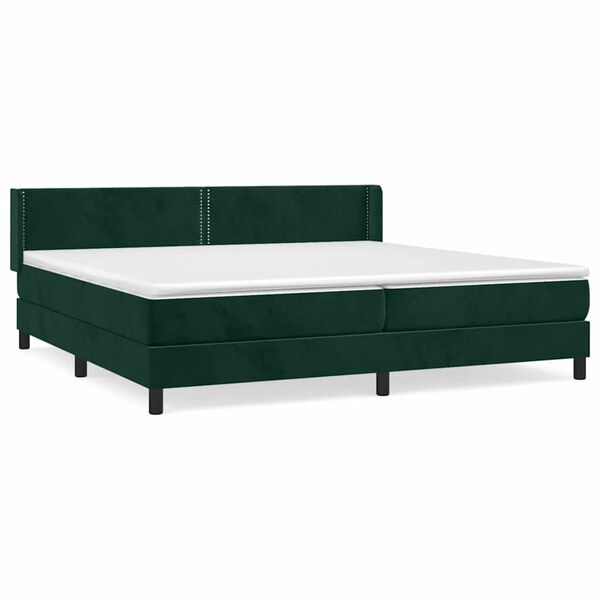 vidaXL Cama box spring con colch&oacute;n terciopelo verde oscuro 200x200 cm