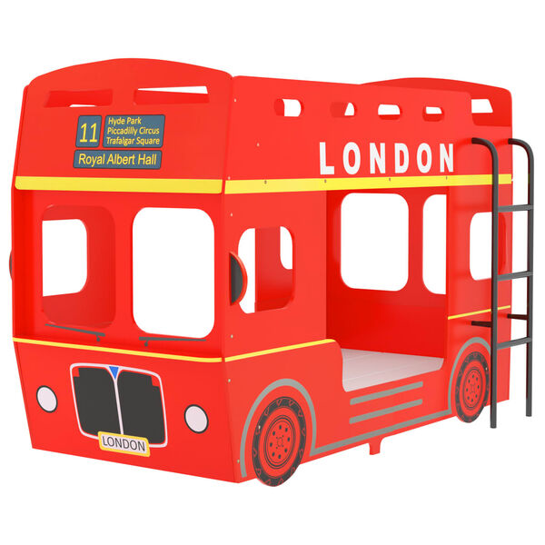 vidaXL Litera autobús de Londres MDF rojo 90x200 cm