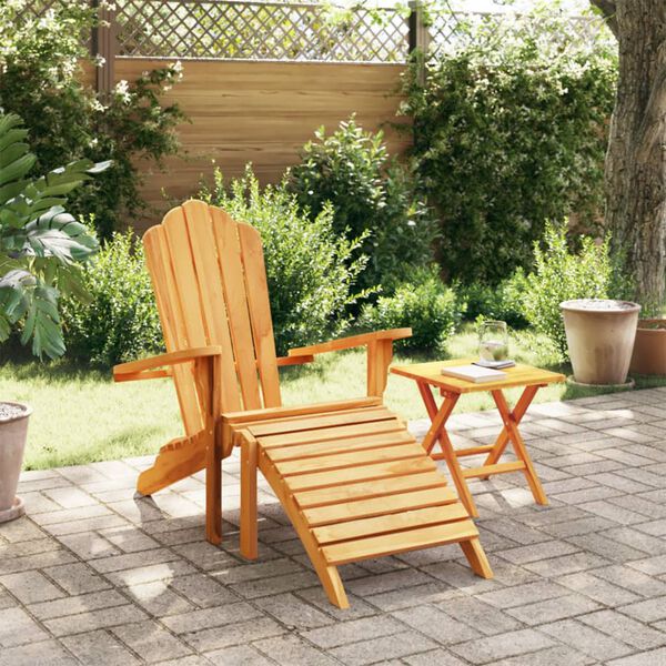 vidaXL Silla de jard&iacute;n Adirondack con reposapi&eacute;s madera maciza teca