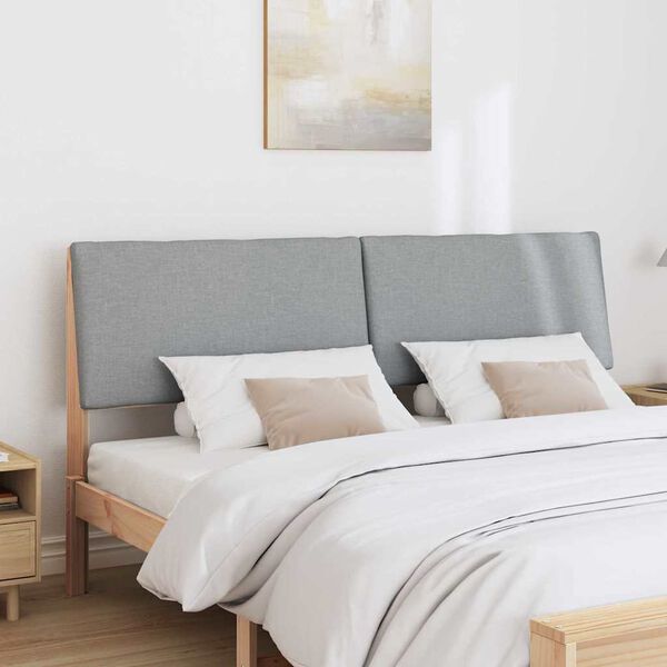 vidaXL Cabecero tapizado Gris Claro 200 cm Madera de pino macizo
