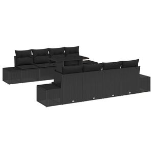 vidaXL Conjunto de sof&aacute; de jard&iacute;n con coj&iacute;n con almohada 9 pcs Negro