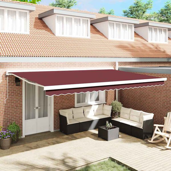 vidaXL Toldo retr&aacute;ctil autom&aacute;tico burdeos 500x300 cm