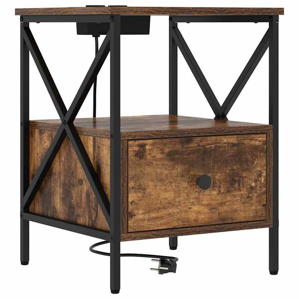 vidaXL Armario de Noche con caj&oacute;n Roble ahumado 41,5 x 40,5 x 55 cm