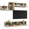 vidaXL Set de muebles sal&oacute;n TV 7 pzas madera ingenier&iacute;a roble Sonoma