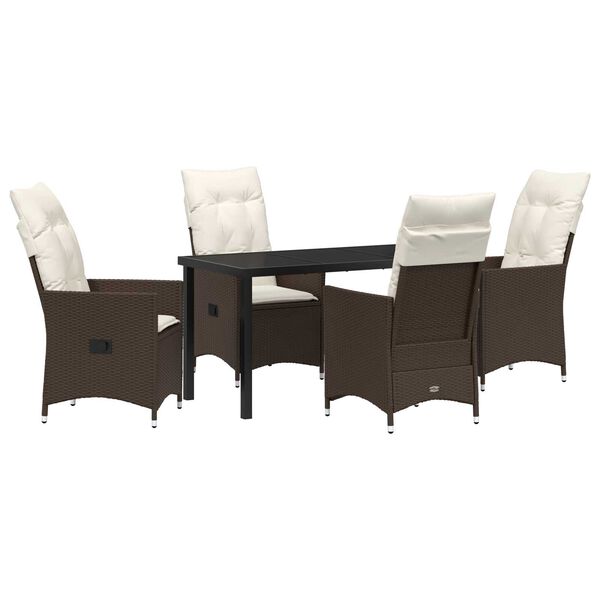 vidaXL Conjunto de Comedor de Jard&iacute;n 5 pcs Marr&oacute;n rat&aacute;n sint&eacute;tico